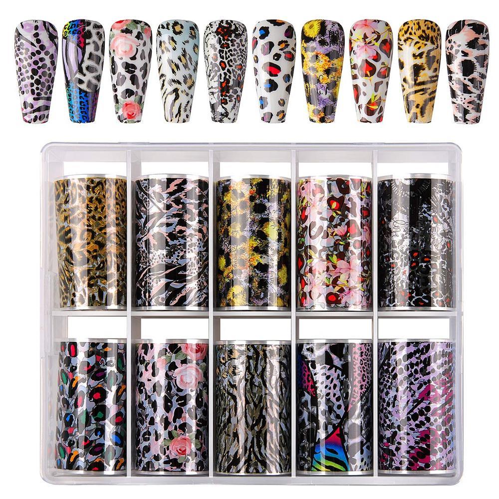 Nail Art Foil Transfer Stickers Nail Art Supplies Foil Transfers 10 Rolls Nail Decals Nail Extension Gel Art Decorations(N7)(F85)