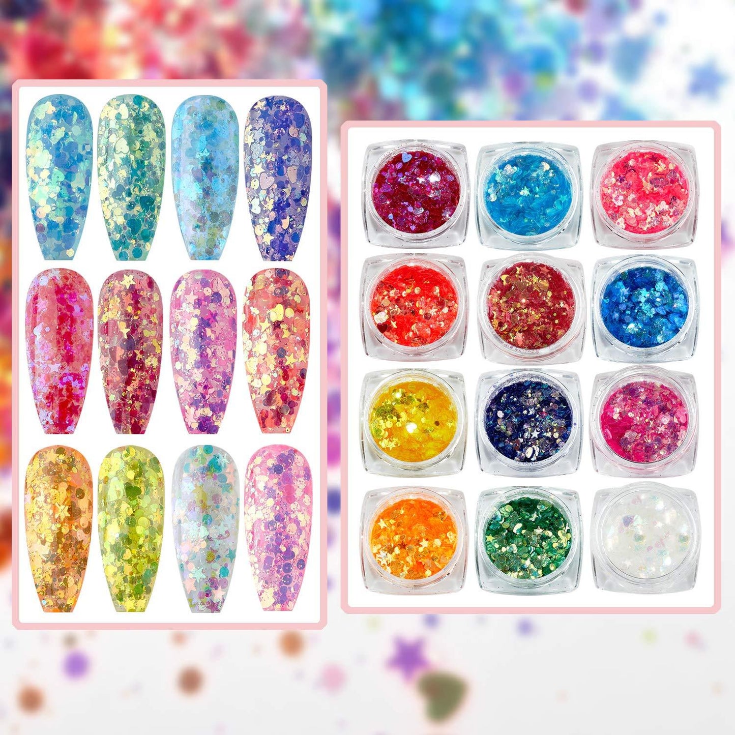 Nail Decorations Kit, Nail Glitters Nail Rhinestones 3D Butterfly Dried Flowers with Nail Tweezers for Nails Art Design (N8)(1U85)