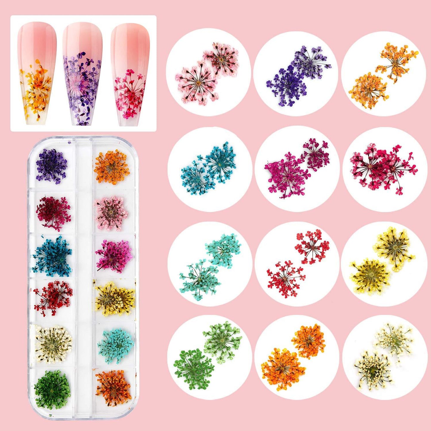 Nail Decorations Kit, Nail Glitters Nail Rhinestones 3D Butterfly Dried Flowers with Nail Tweezers for Nails Art Design (N8)(1U85)