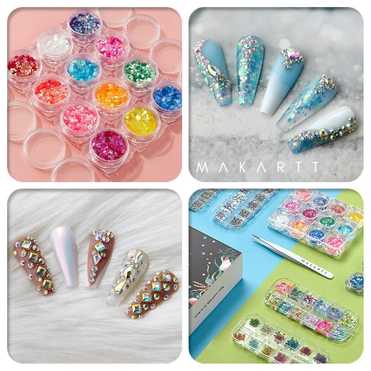 Nail Decorations Kit, Nail Glitters Nail Rhinestones 3D Butterfly Dried Flowers with Nail Tweezers for Nails Art Design (N8)(1U85)