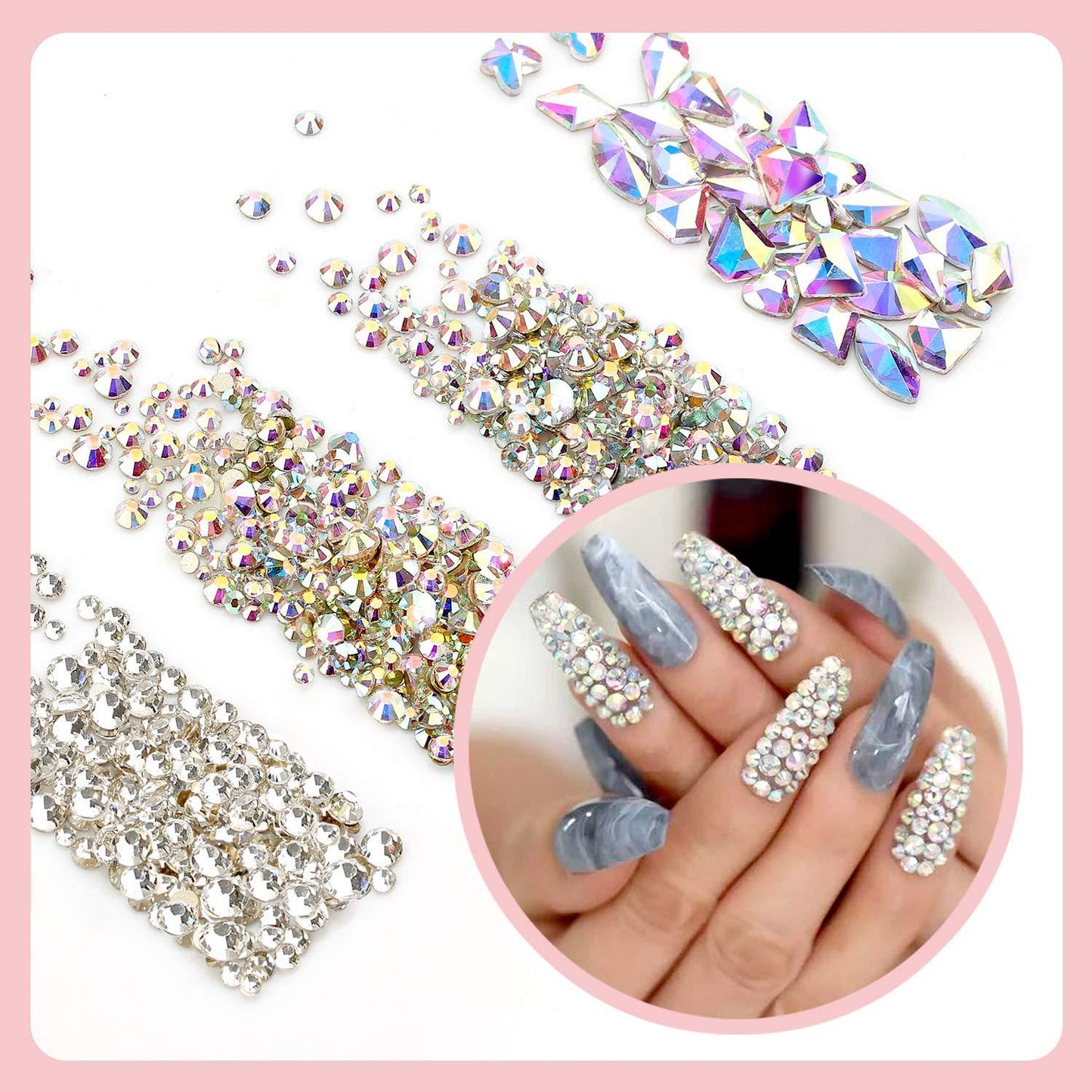 Nail Decorations Kit, Nail Glitters Nail Rhinestones 3D Butterfly Dried Flowers with Nail Tweezers for Nails Art Design (N8)(1U85)