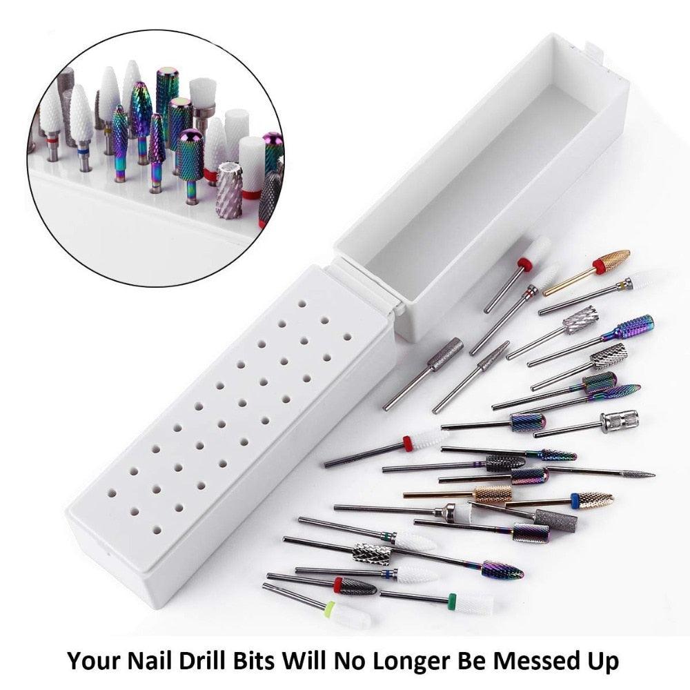 Nail Drill Bits Holder Stand Displayer Organizer Container 30 Holes Manicure Tools (N3)(F85)