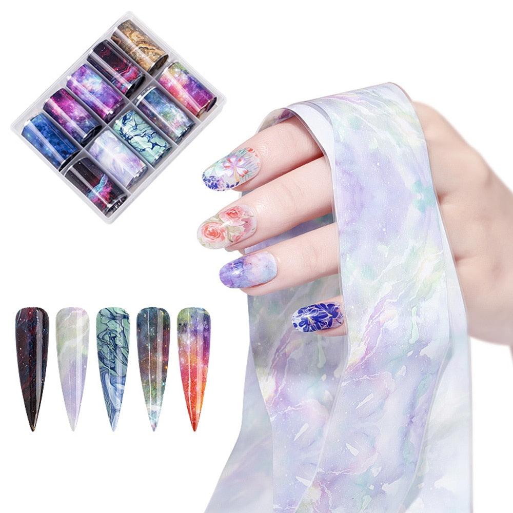 Nail Foil Stickers Transfer Paper Retro Colorful Flower Adhesive Decals Wrap Slider Tape Nail Art Decoration 4x100CM (N7)(F85)
