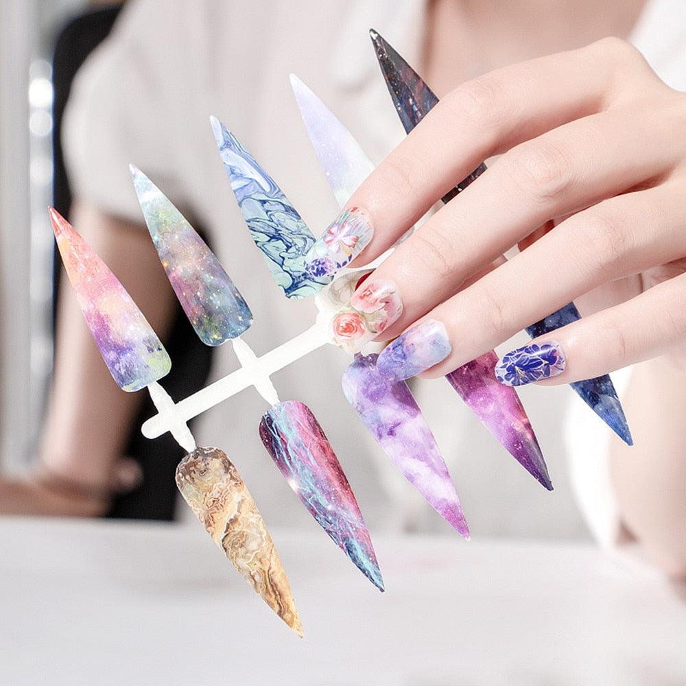 Nail Foil Stickers Transfer Paper Retro Colorful Flower Adhesive Decals Wrap Slider Tape Nail Art Decoration 4x100CM (N7)(F85)