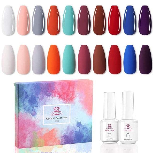 Nail Gel Polish Kit, Gel Polish Set Spring Summer Yellow Green Purple Colors 8ML UV Gel Polish Base Coat (N1)(1U85)