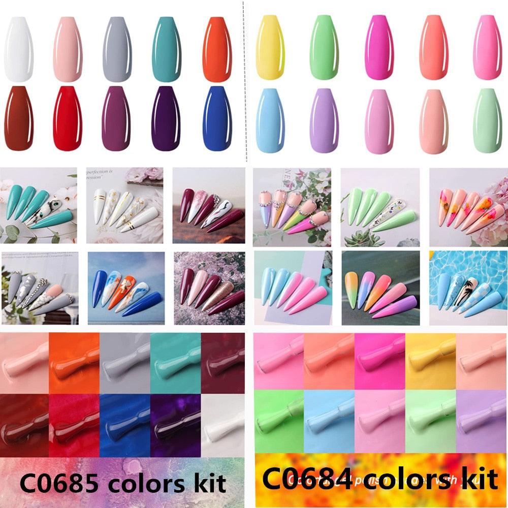 Nail Gel Polish Kit, Gel Polish Set Spring Summer Yellow Green Purple Colors 8ML UV Gel Polish Base Coat (N1)(1U85)