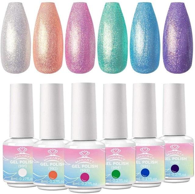 Nail Gel Polish Set, 22 Summer UV Gel Pink Blue Green Purple Colors Mermaid Glitter Pearl 8ML Gel Nail Polish (N1)(1U85)(F85)