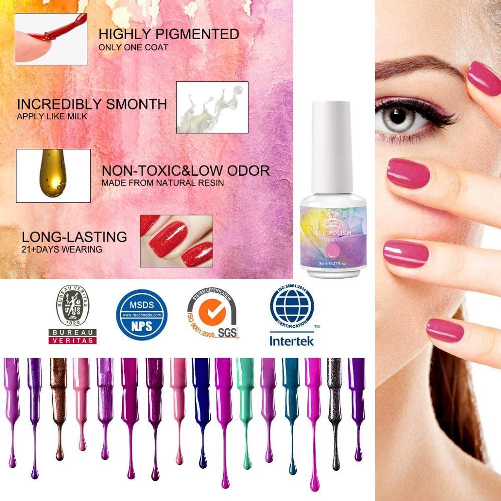 Nail Gel Polish Set, 22 Summer UV Gel Pink Blue Green Purple Colors Mermaid Glitter Pearl 8ML Gel Nail Polish (N1)(1U85)(F85)
