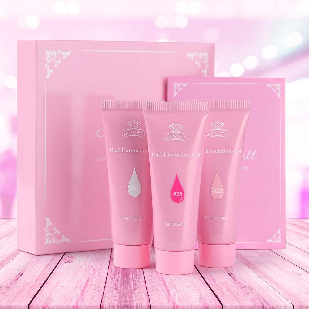 Pink Poly Nail Extension Gel Kit, Nail Extension Gel Builder Gel Kit Nail Enhancement Gel Poly Nail Thickening (N1)(1U85)(F85)