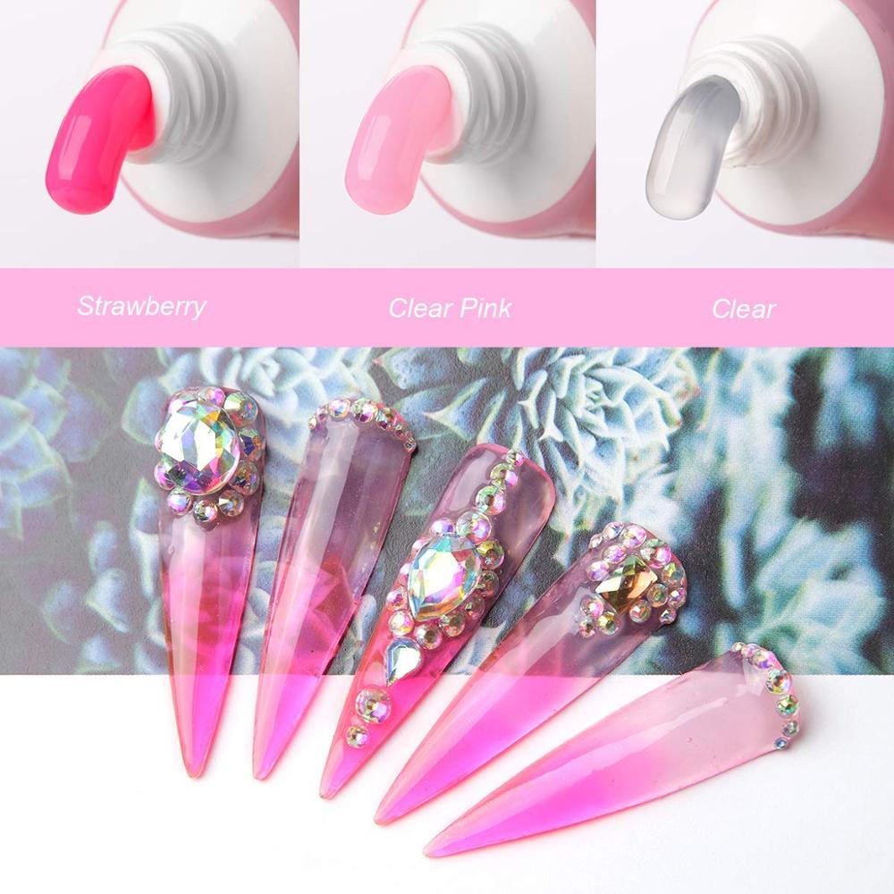 Pink Poly Nail Extension Gel Kit, Nail Extension Gel Builder Gel Kit Nail Enhancement Gel Poly Nail Thickening (N1)(1U85)(F85)