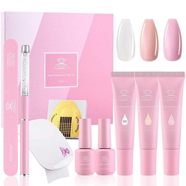 Poly Nail Building Gel Kit - Quick Poly Nail Extension Gel Clear Pink Nail Enhancement Builder Gel All-in-one French Nails(N1)(1U85)(F85)