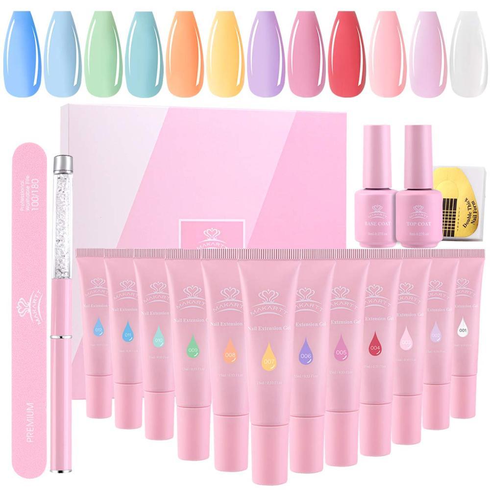 Poly Nail Building Gel Kit - Quick Poly Nail Extension Gel Clear Pink Nail Enhancement Builder Gel All-in-one French Nails(N1)(1U85)(F85)