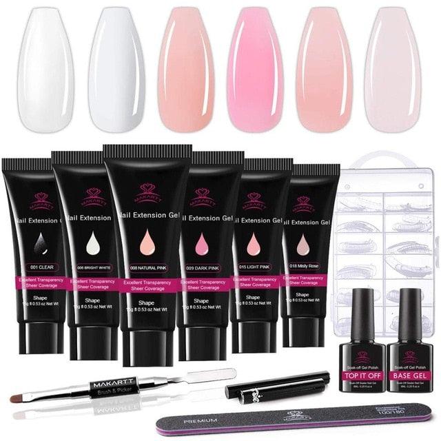 Poly Nail Extension Gel Kit Acrylic Extension Gel Nail Enhancement Clear Pink Nail Gel Builder Trail Set All-in-One (N1)(N3)(1U85)(F85)