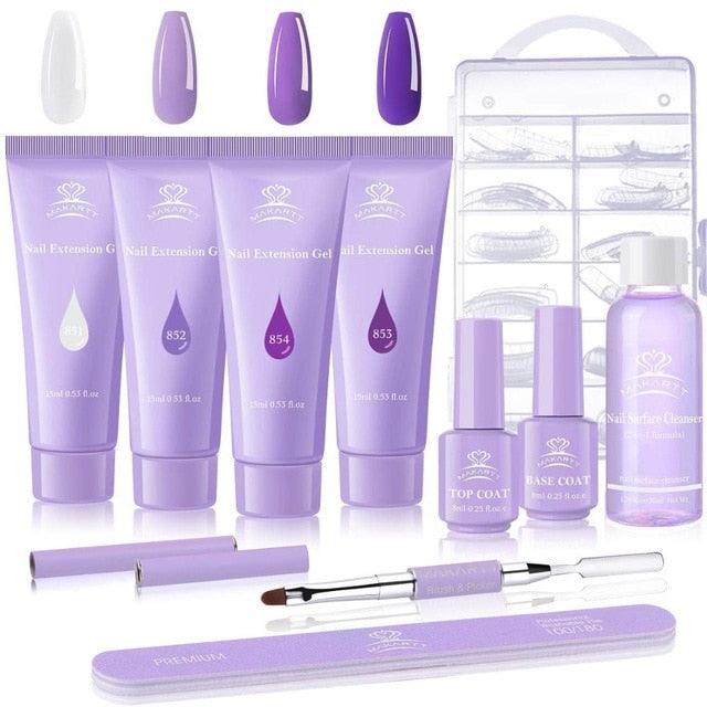 Nail Extension Gel Kit, Green Nail Builder Gel with Slip Solution Nail Art Equipment (N1)(N3)(1U85)