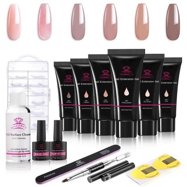 Poly Nail Extension Gel Kit Nude Color Builder Gel Nail Thickening Solution Equipment All-in-One Kit for Starter (N1)(1U85)