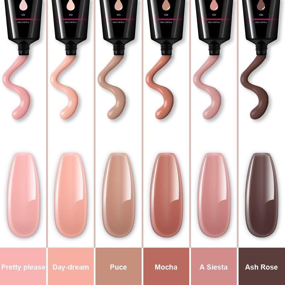 Poly Nail Extension Gel Kit Nude Color Builder Gel Nail Thickening Solution Equipment All-in-One Kit for Starter (N1)(1U85)