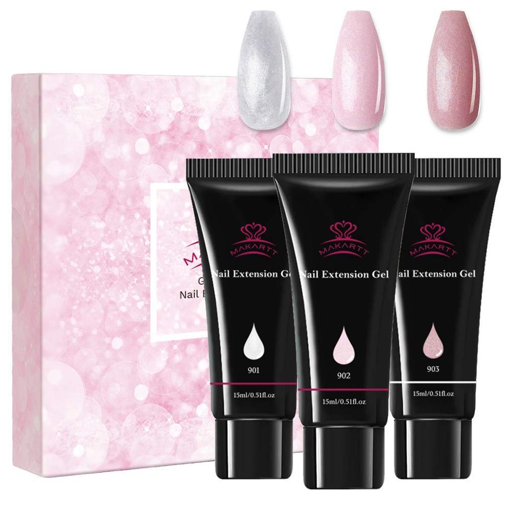 Nail Extension Gel, Mermaid Glitter Nail Extension Gel Builder Gel Set Nail Enhancement Gel Poly Nail Thickening (N1)(1U85)