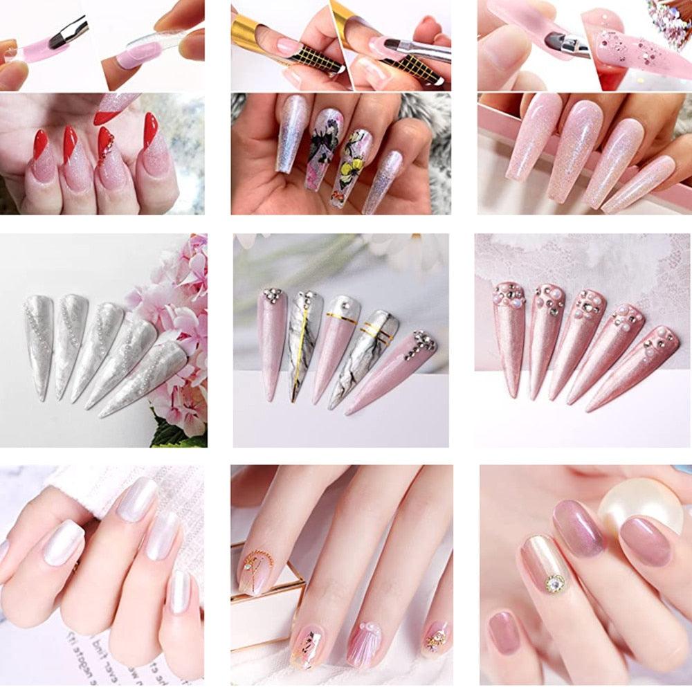 Nail Extension Gel, Mermaid Glitter Nail Extension Gel Builder Gel Set Nail Enhancement Gel Poly Nail Thickening (N1)(1U85)