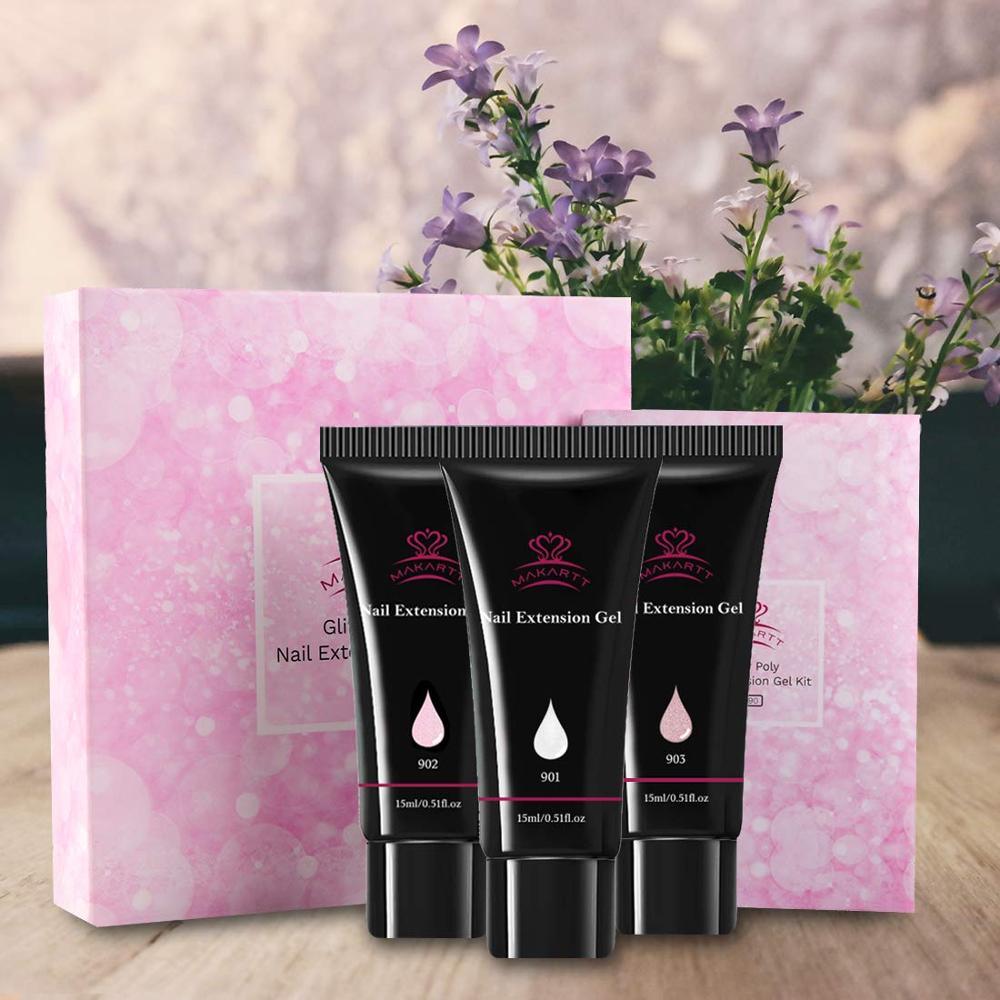 Nail Extension Gel, Mermaid Glitter Nail Extension Gel Builder Gel Set Nail Enhancement Gel Poly Nail Thickening (N1)(1U85)