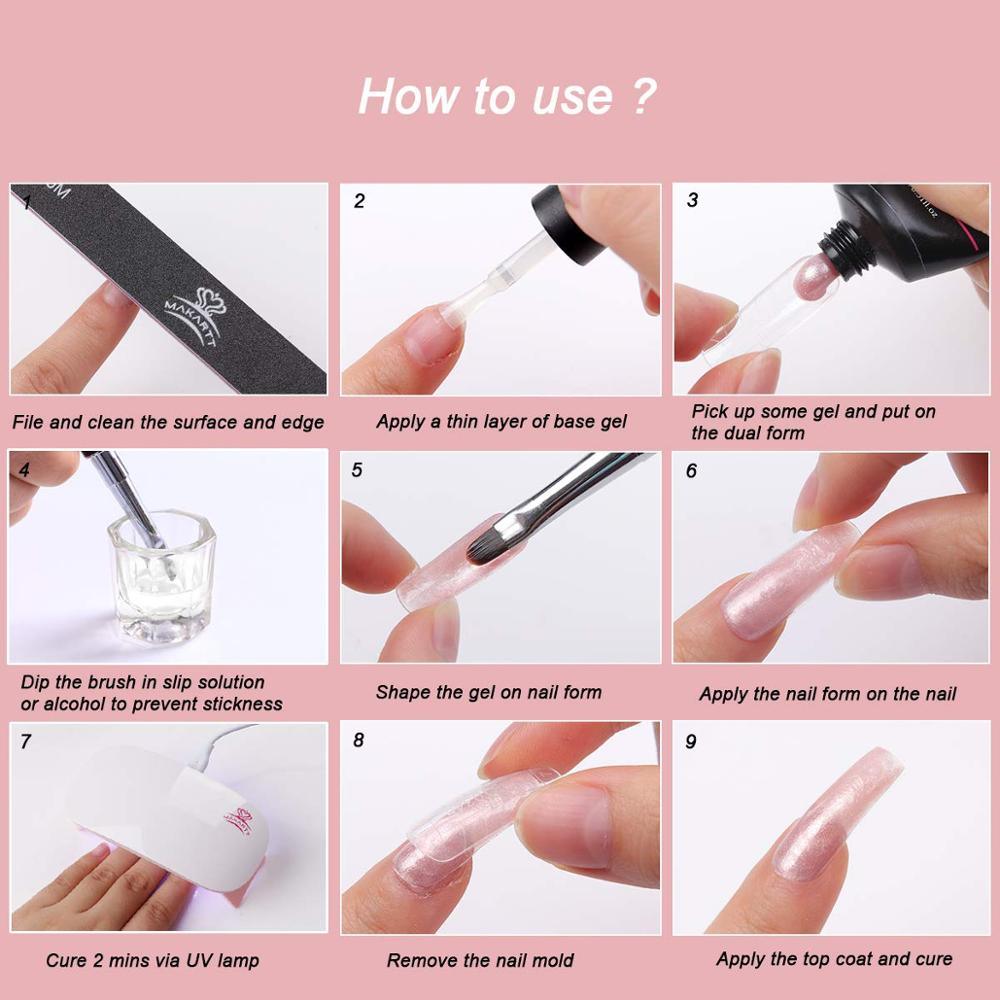 Nail Extension Gel, Mermaid Glitter Nail Extension Gel Builder Gel Set Nail Enhancement Gel Poly Nail Thickening (N1)(1U85)