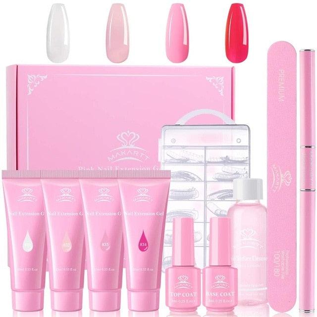 Purple Poly Nail Extension Gel Kit, 15ML Clear Jelly Nail Builder Gel with Slip Solution Nail Art Equipment (N1)(1U85)(F85)