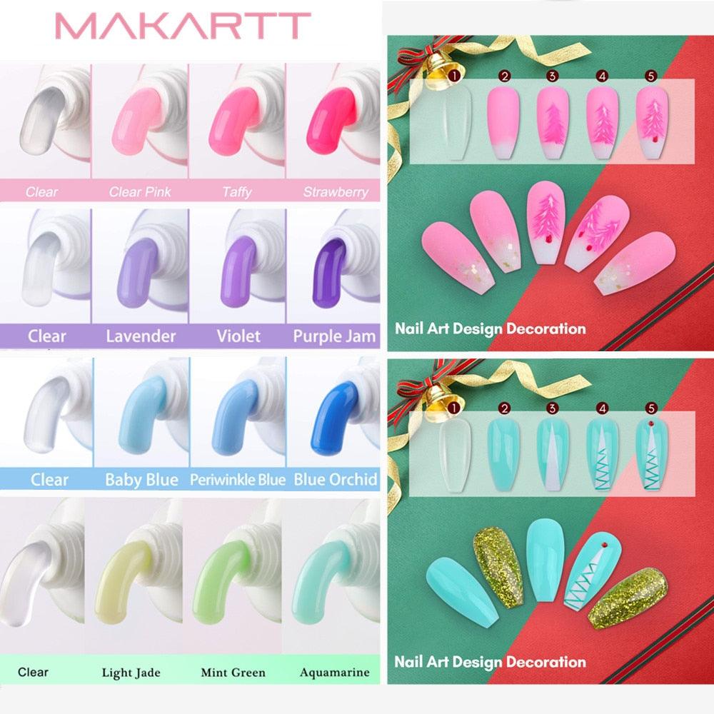 Purple Poly Nail Extension Gel Kit, 15ML Clear Jelly Nail Builder Gel with Slip Solution Nail Art Equipment (N1)(1U85)(F85)
