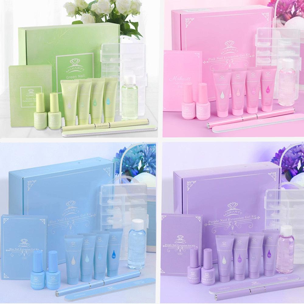 Purple Poly Nail Extension Gel Kit, 15ML Clear Jelly Nail Builder Gel with Slip Solution Nail Art Equipment (N1)(1U85)(F85)
