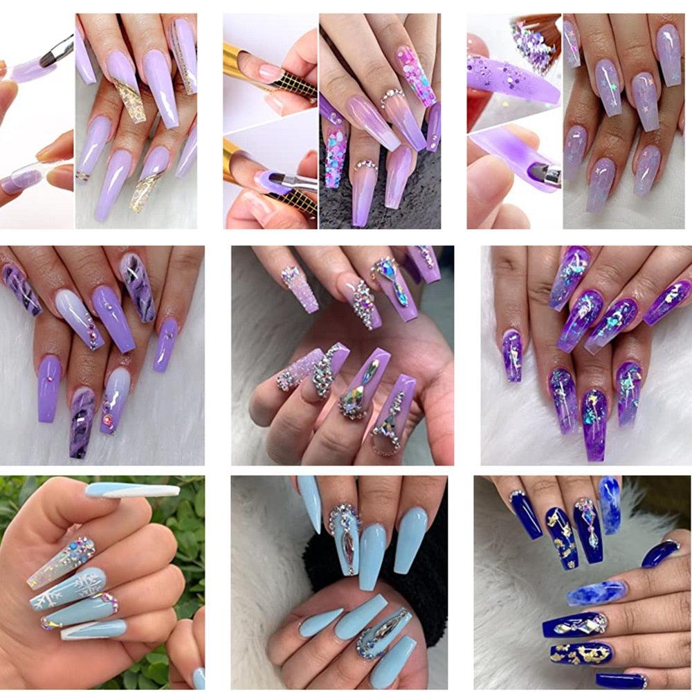 Purple Poly Nail Extension Gel Kit, 15ML Clear Jelly Nail Builder Gel with Slip Solution Nail Art Equipment (N1)(1U85)(F85)