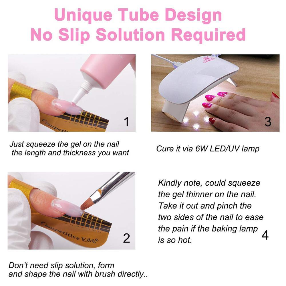 Nail Building Gel Kit, Clear Pink Nail Builder Enhancement Gel Set with 6W LED UV Nail Lamp No Slip Solution Need (N1)(N3)(1U85)