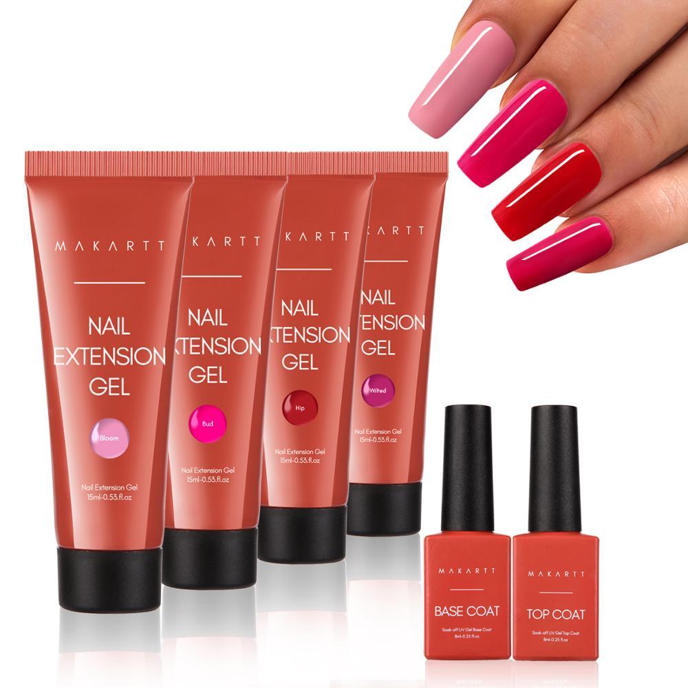 Red Poly Nail Extension Kit, Life of A Rose Set with 4 Colors Pink Nail Builder Gel Nail Enhancement For Christmas (N1)(1U85)(F85)