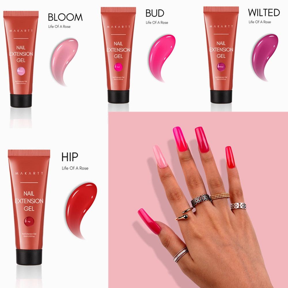 Red Poly Nail Extension Kit, Life of A Rose Set with 4 Colors Pink Nail Builder Gel Nail Enhancement For Christmas (N1)(1U85)(F85)
