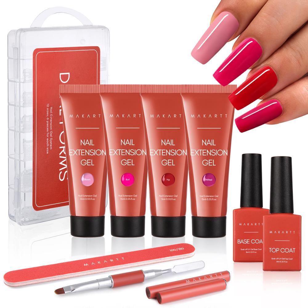 Red Poly Nail Extension Kit, Life of A Rose Set with 4 Colors Pink Nail Builder Gel Nail Enhancement For Christmas (N1)(1U85)(F85)