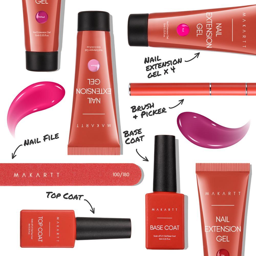 Red Poly Nail Extension Kit, Life of A Rose Set with 4 Colors Pink Nail Builder Gel Nail Enhancement For Christmas (N1)(1U85)(F85)
