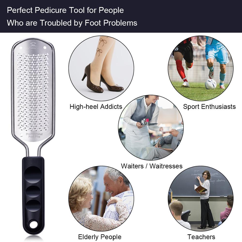 Stainless Steel Foot File Cuticle Cutter Foot Care Tools Fine Callus Remover Pedicure Rasp Black (N3)