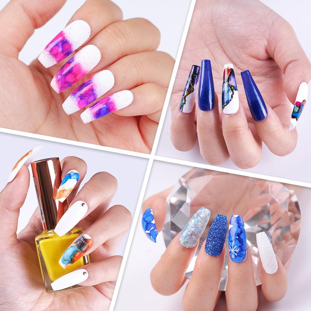 Watercolor Ink Blooming Nail Polish Magic Blossom Polish Manicuring Kit Work with Transparent Marble Pattern (N1)(1U85)