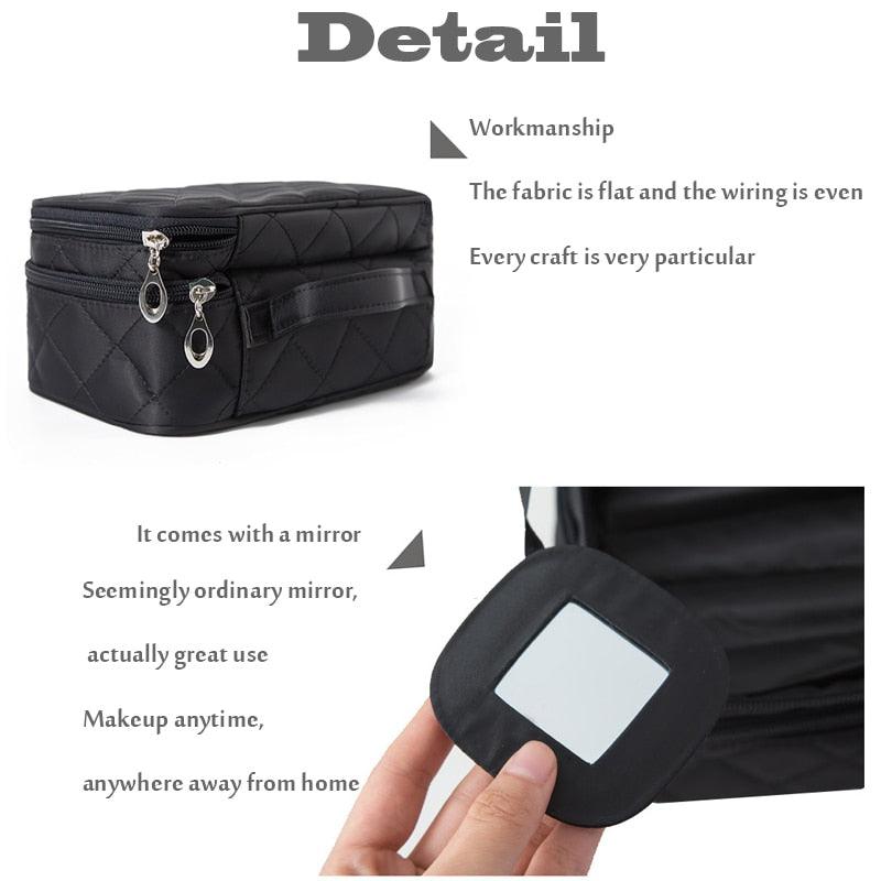Makeup Bag - Large Waterproof Nylon Travel Cosmetic Bag - Travel Organizer Make Up Wash Toiletry Bag (LT5)(F79)