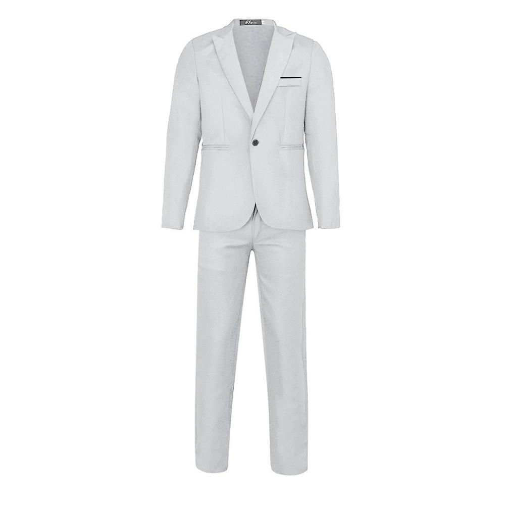 Men's Suit Set - Slim Fit One Button Blazer Suit - Pure Color Host Show Jacket Coat Pants Set (3U10)(3U11)
