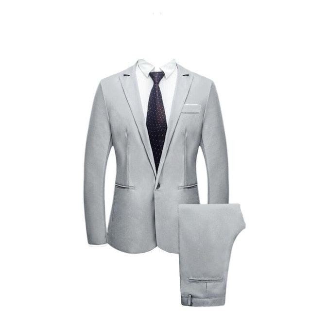 Men's Suit Set - Slim Fit One Button Blazer Suit - Pure Color Host Show Jacket Coat Pants Set (3U10)(3U11)