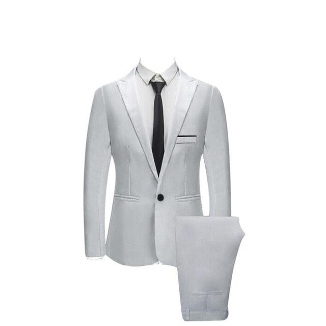 Men's Suit Set - Slim Fit One Button Blazer Suit - Pure Color Host Show Jacket Coat Pants Set (3U10)(3U11)