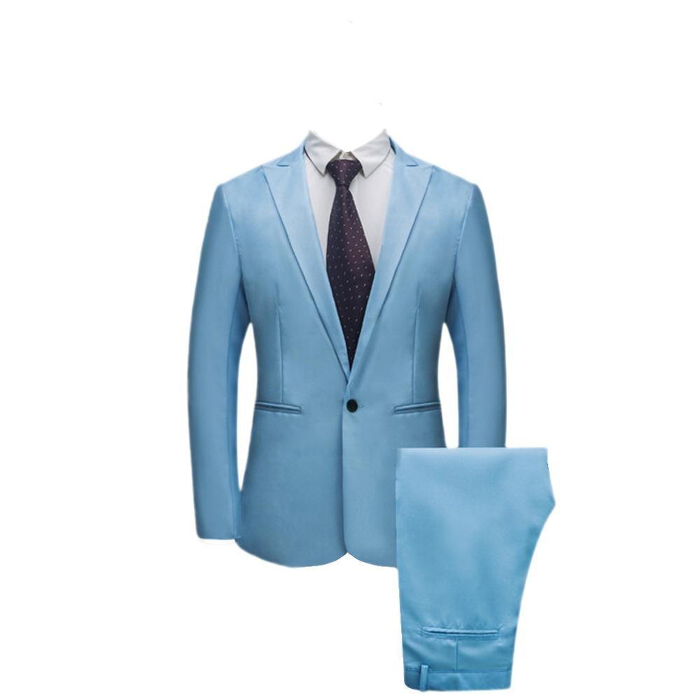 Men's Suit Set - Slim Fit One Button Blazer Suit - Pure Color Host Show Jacket Coat Pants Set (3U10)(3U11)