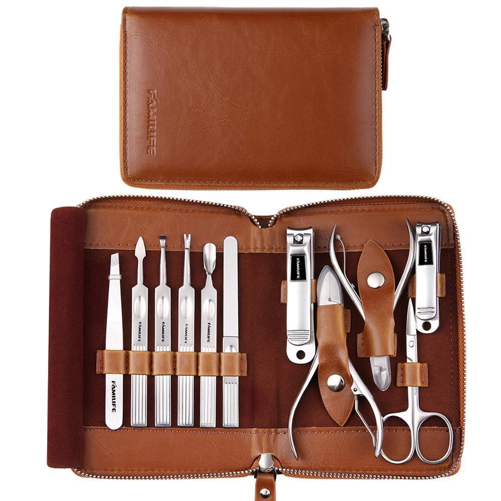 Manicure Set, Professional Manicure Kit Nail Clippers Set 11 in 1 Stainless Steel Pedicure Tools Kit (N3)(1U85)