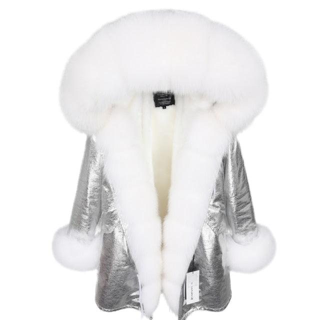 Natural Real Fox Fur Hooded Jacket - Woman Winter Warm Coat (TB8A)(TB8B)
