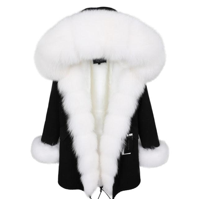 Natural Real Fox Fur Hooded Jacket - Woman Winter Warm Coat (TB8A)(TB8B)