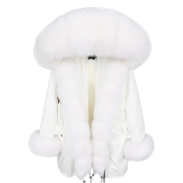 Natural Real Fox Fur Hooded Jacket - Woman Winter Warm Coat (TB8A)(TB8B)