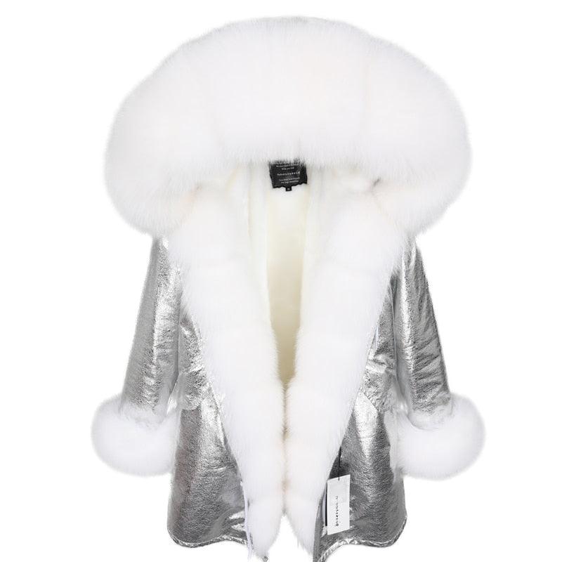 Natural Real Fox Fur Hooded Jacket - Woman Winter Warm Coat (TB8A)(TB8B)