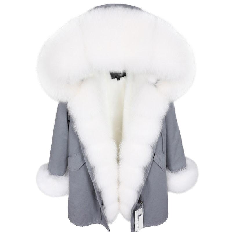 Natural Real Fox Fur Hooded Jacket - Woman Winter Warm Coat (TB8A)(TB8B)