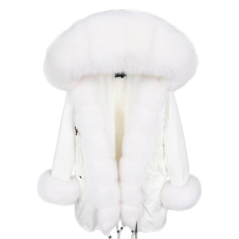 Natural Real Fox Fur Hooded Jacket - Woman Winter Warm Coat (TB8A)(TB8B)