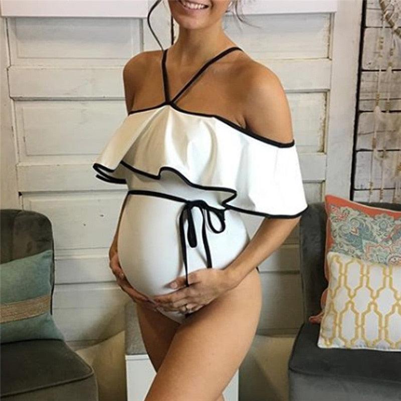 Great Maternity Bodysuit - Floral Print Bikinis Maternity Swimsuit - Swimwear Plus Size Swimwear (3U4)(Z5)