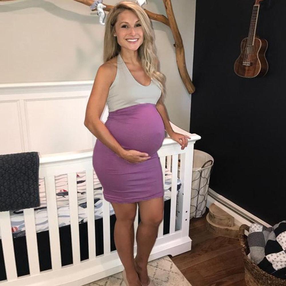 Pregnant Women Dress - Summer Stretchy Backless Dress - Bandage Pregnancy Casual Patchwork Sundress Dress (1U5)(Z7)(Z9)(3Z1)(7Z1)