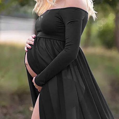Maternity Dresses For Photo Shoot - Chiffon Pregnancy Dress - Photography Props Maxi Gown (Z6)(Z8)